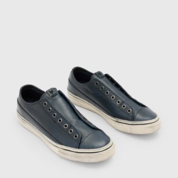 John Varvatos Vulc Laceless Black Leather Sneakers